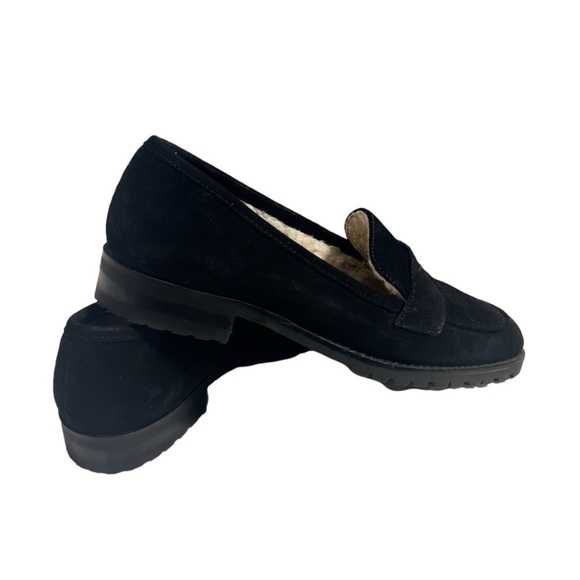 𝅺Talbots Cassidy Black Suede Loafer Sherpa Lined, Size 8 - Picture 2 of 7